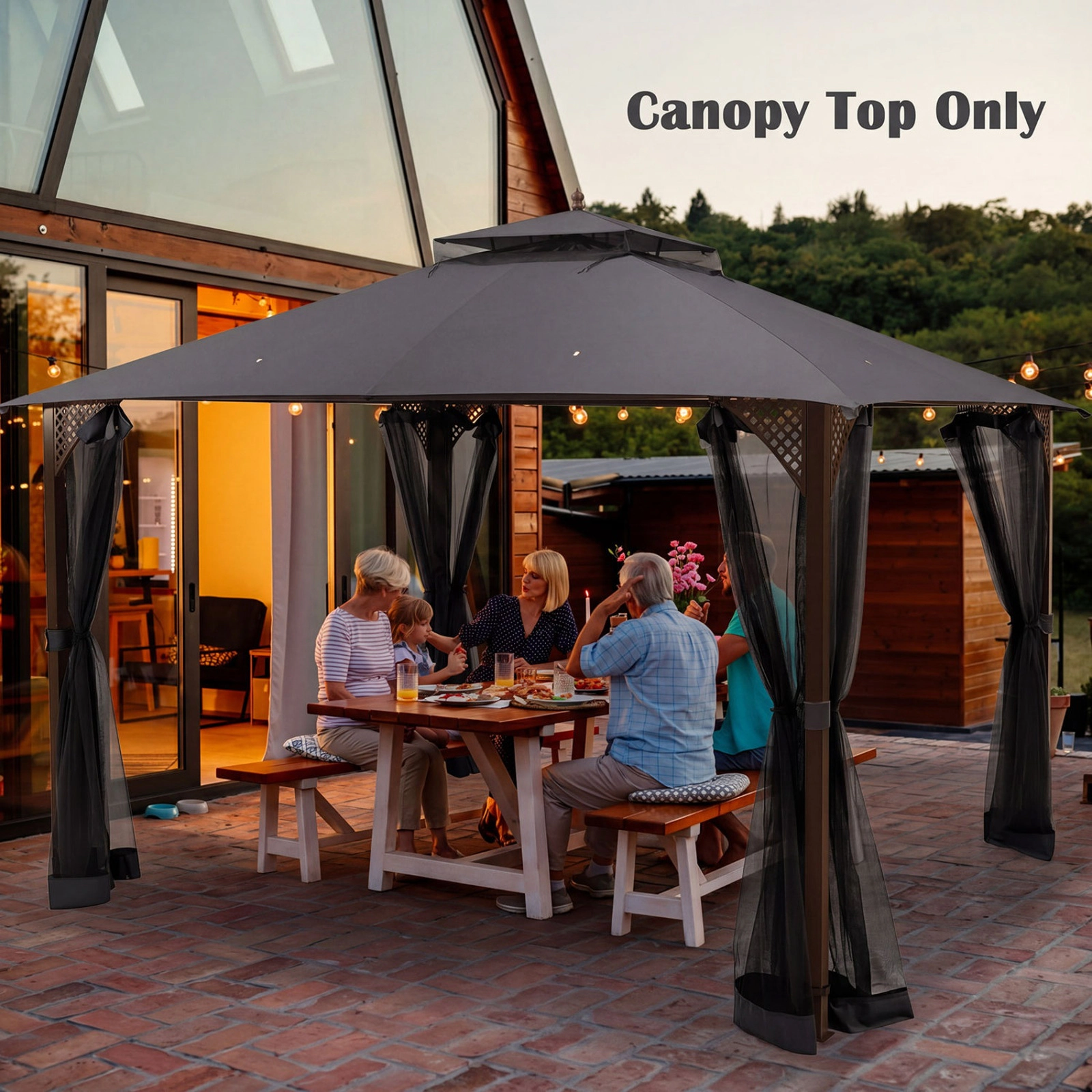 SUGIFT Gray Air Vent and Drainage Holes 12 x 10 ft Gazebo Replacement Canopy Top