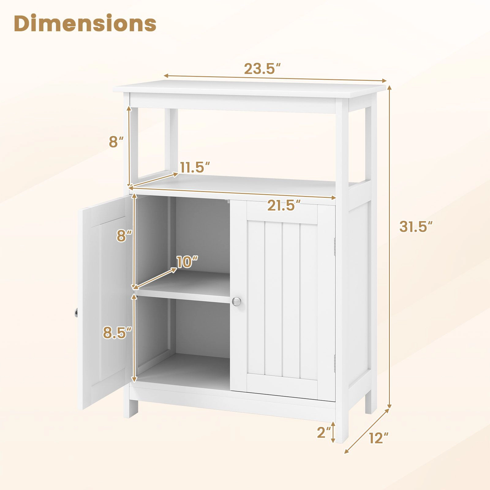 SlickBlue Freestanding Bathroom Floor Cabinet with Adjustable Shelf