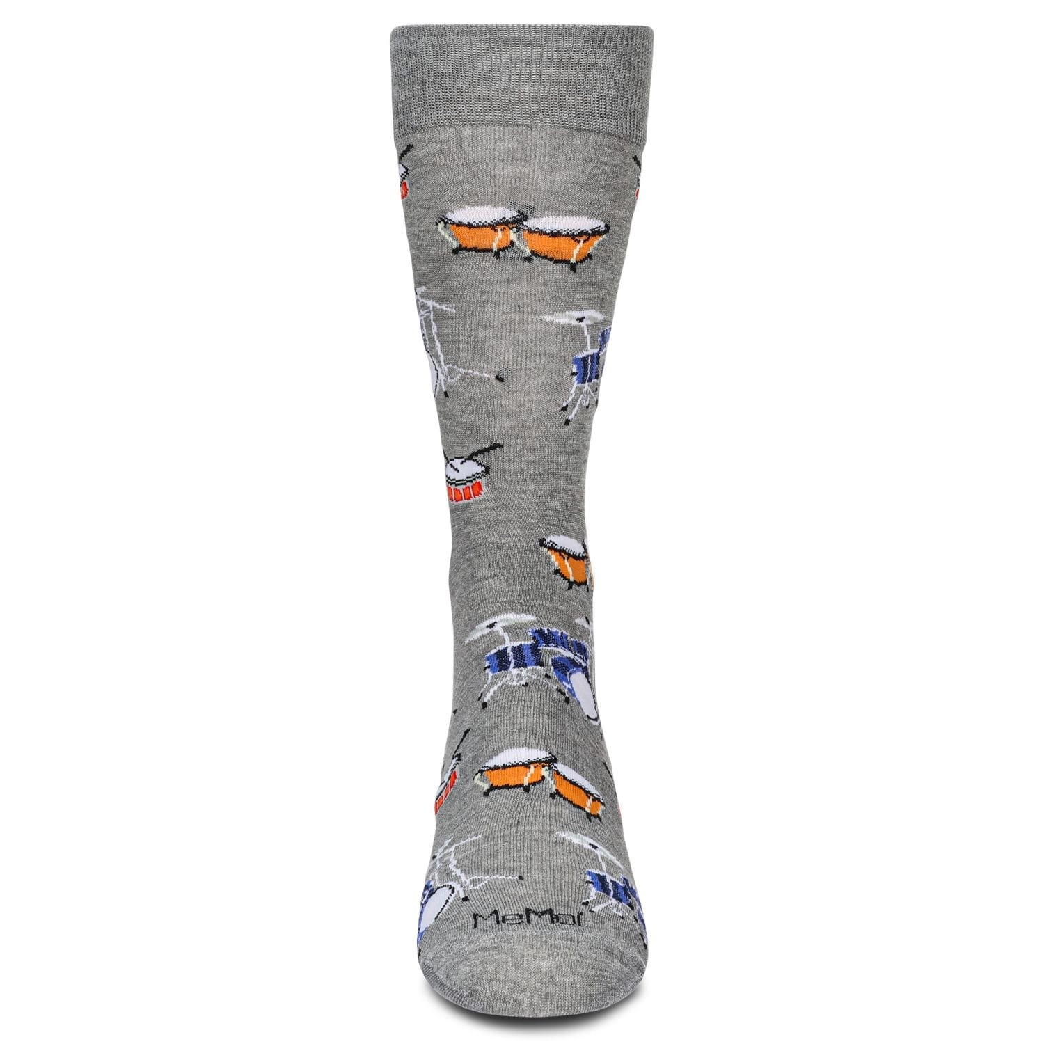 Memoi Men's Embroidered Drums Bamboo Crew Socks
