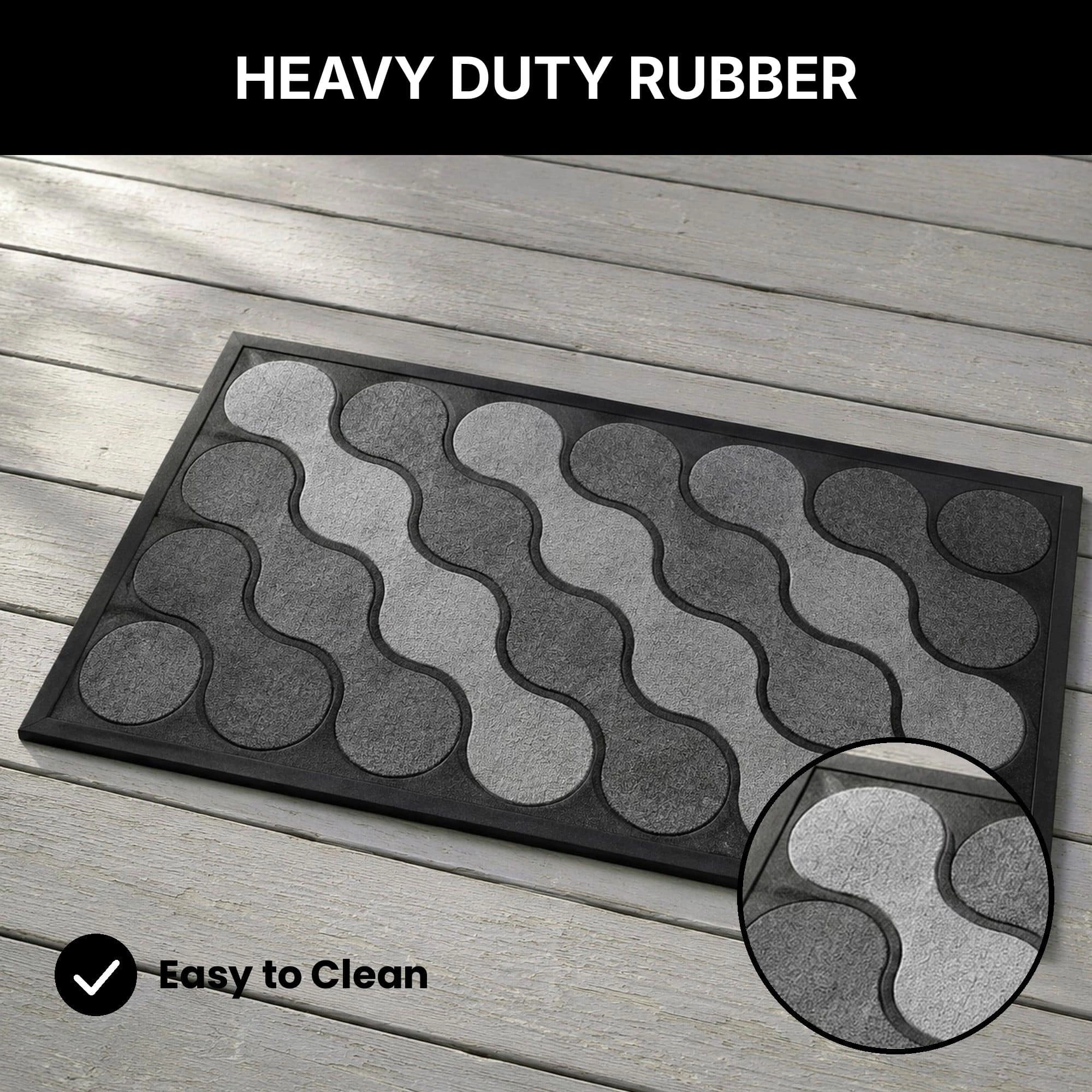 Evideco French Home Goods Gray Ripple Rubber Doormat 30 x 18 Inches