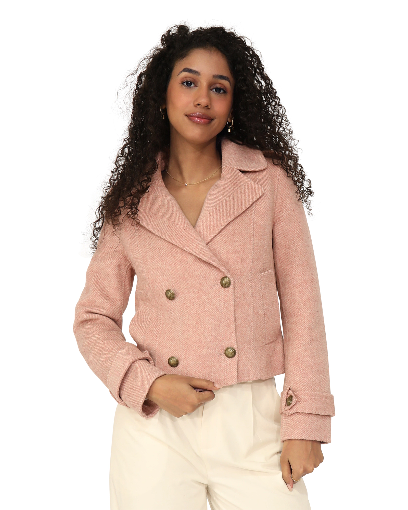 Belle & Bloom Womens Better Off Wool Blend Military Peacoat