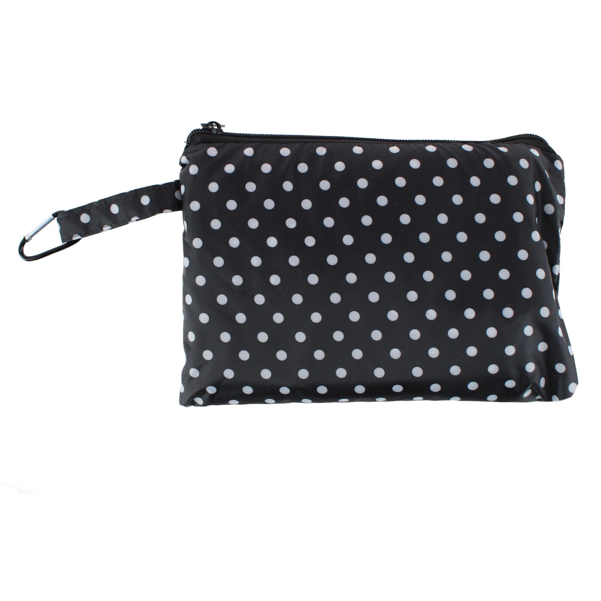 CTM Women's One Fits Most Polka Dot Rain Poncho with Zipper Pouch
