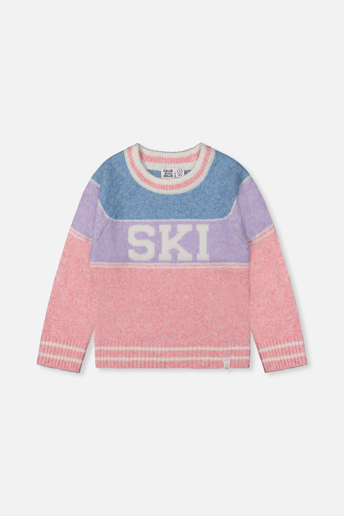 Deux par Deux Girls Color-Block Sweater with Ski Jacquard