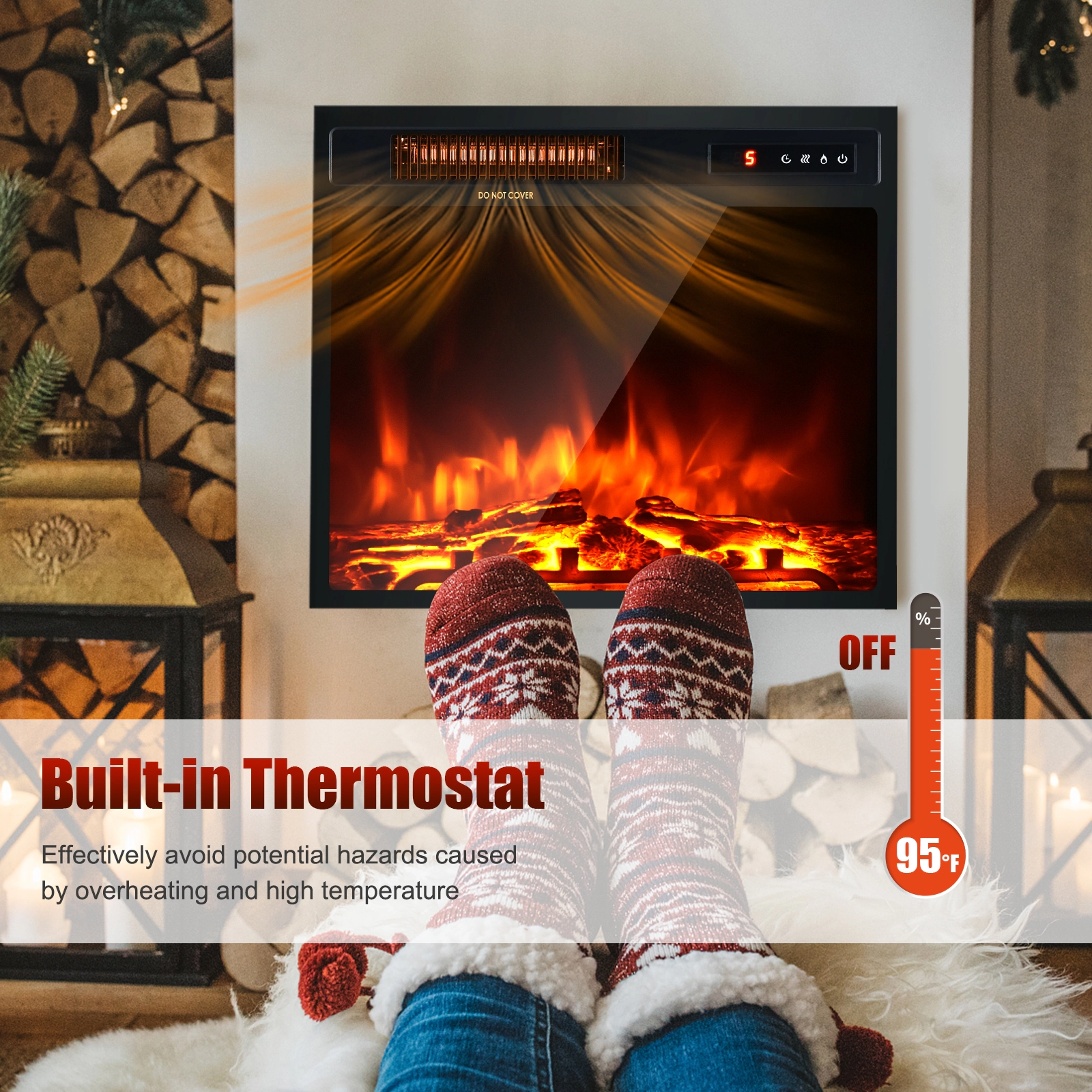 SlickBlue 18-Inch Electric Fireplace Heater with Remote Control
