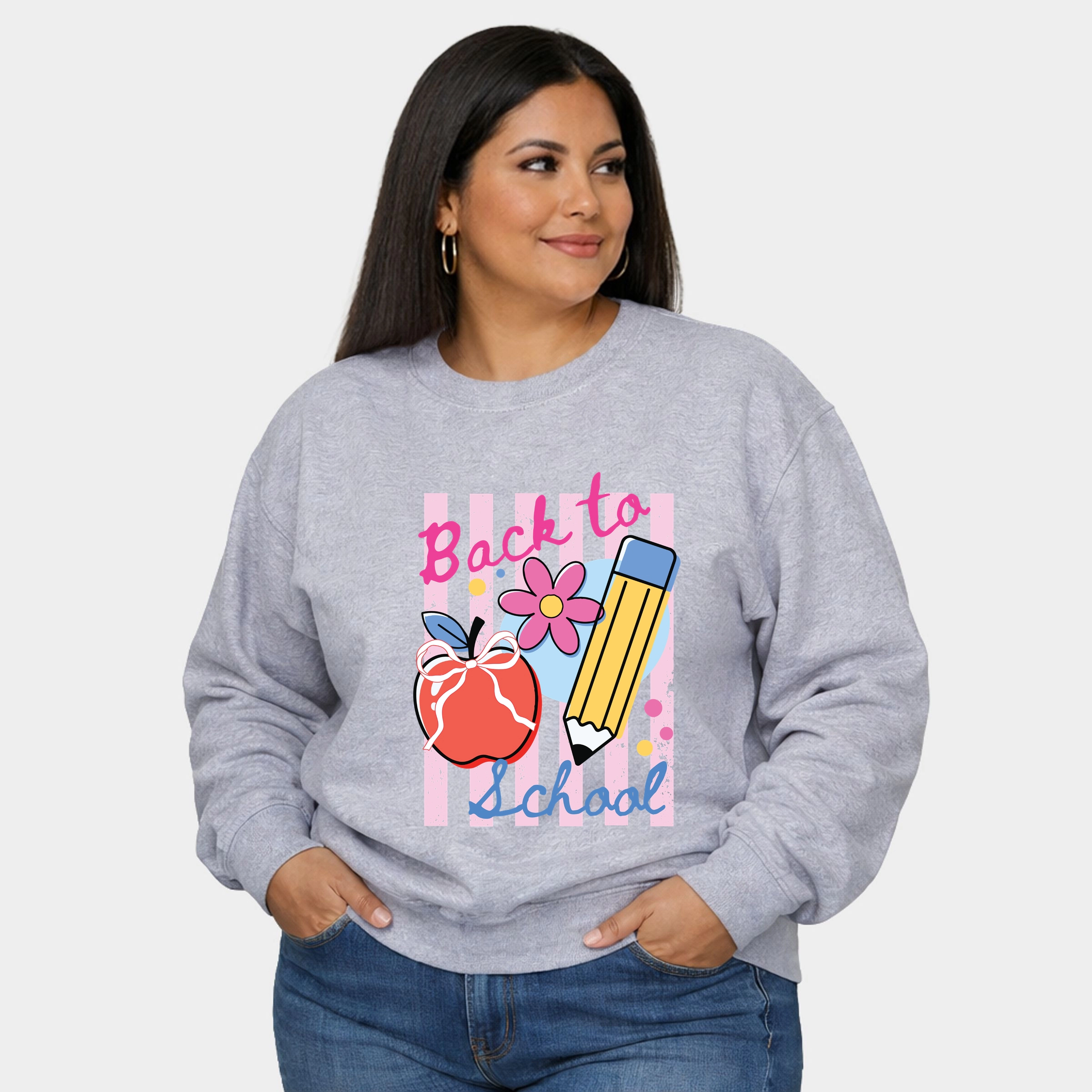 Simply Sage Market - Back To School Stripes  Women's Plus Sized Graphic Sweatshirt