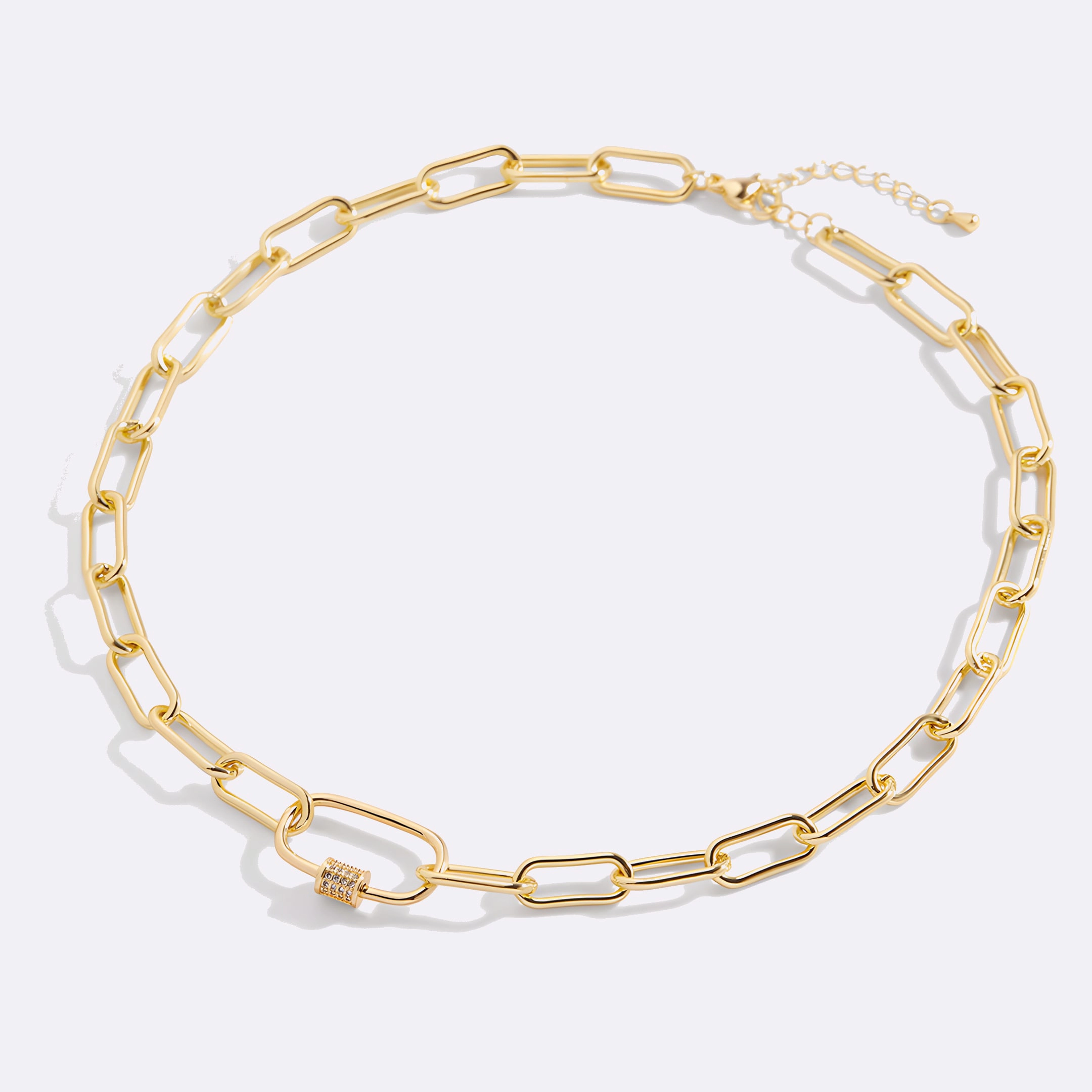 Mint & Lily Women's Link Chain Pave Carabiner Necklace