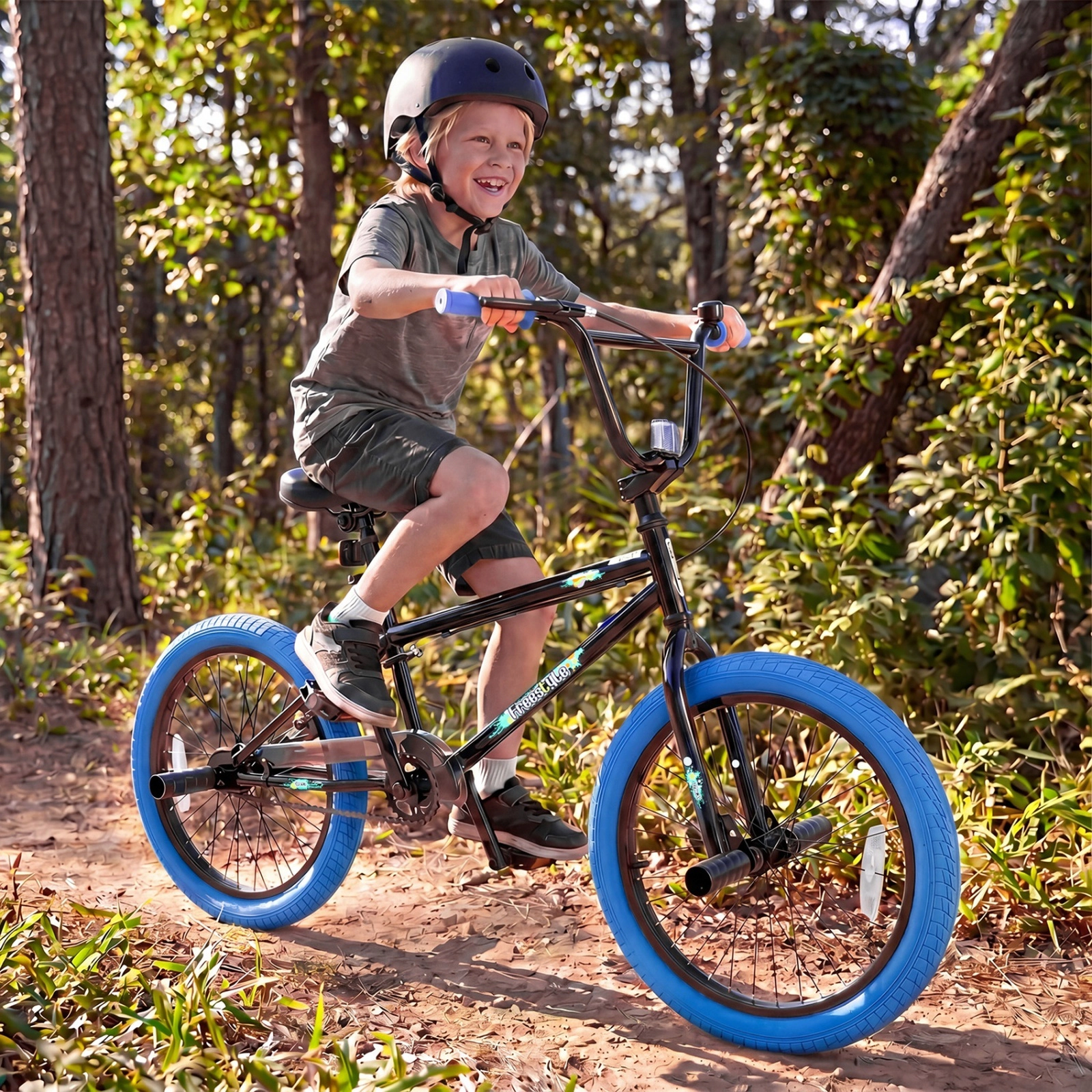 20-in Freestyle BMX Bike with 360-Degree Handlebar and 4 Pegs Rear U-Brake and Adjustable Seat Kids/Teens Ages 8+ Navy