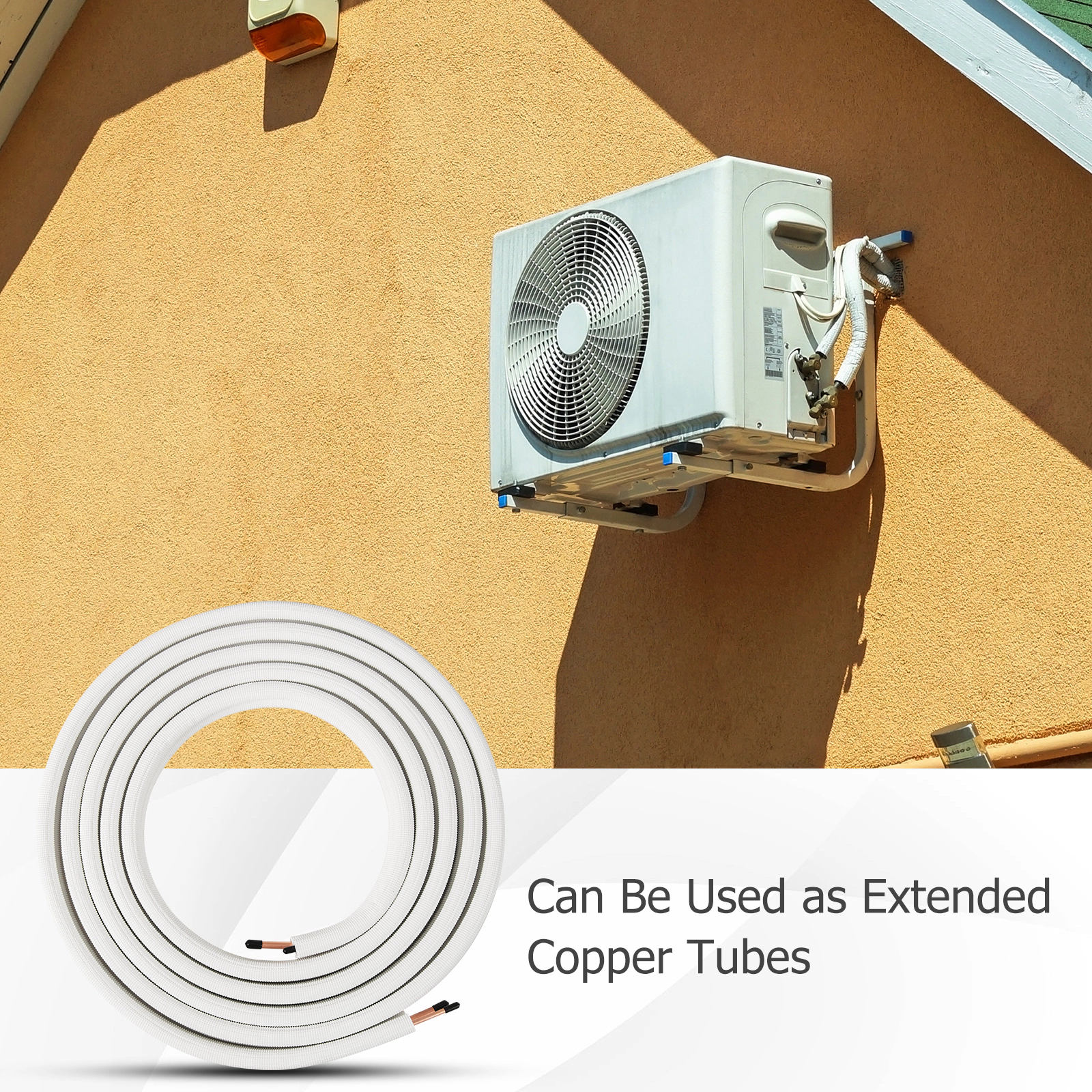 LJG 25 Feet Mini Split Line Set with 1/4 Inch and 3/8 Inch O.D. Copper Pipes Tubing