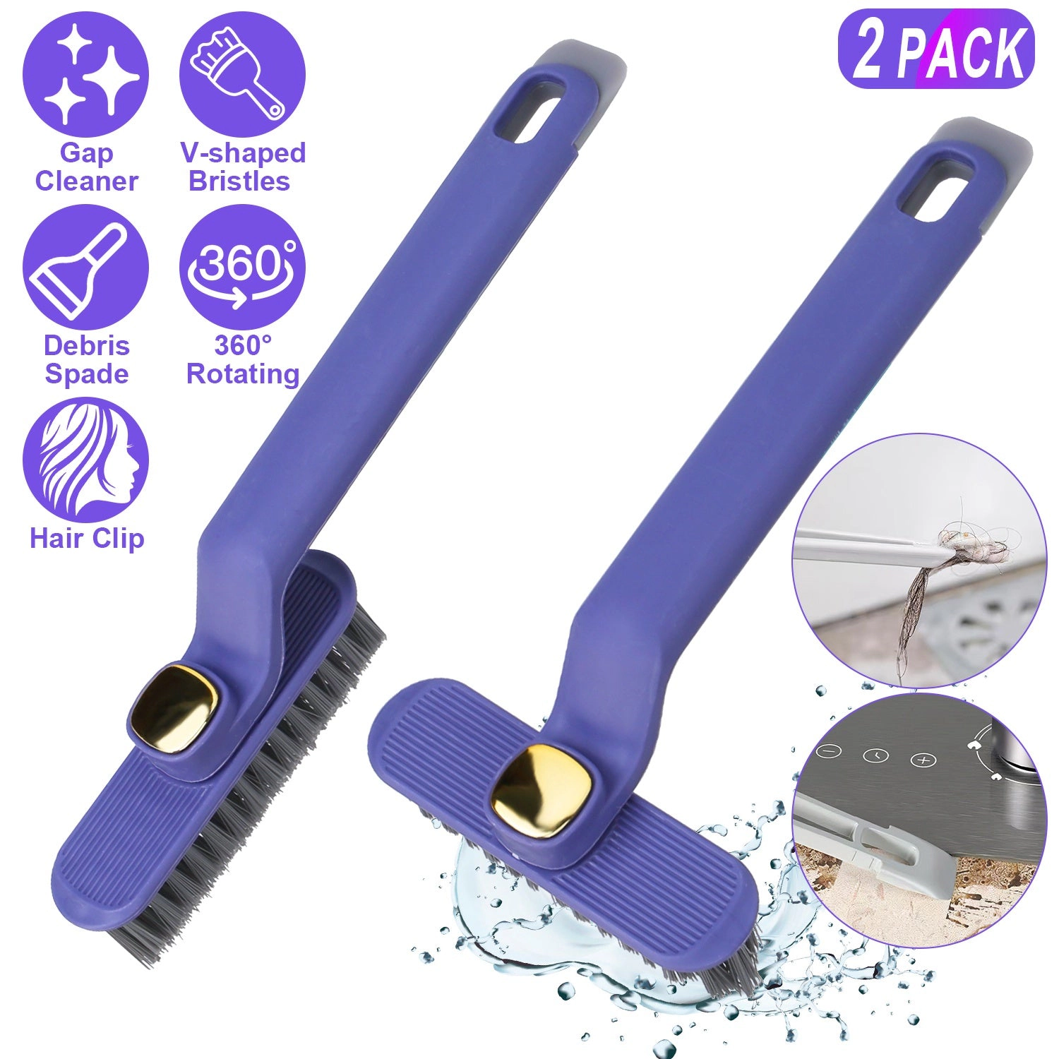 NEW Home Unisex 2-in-1 Rotating Crevice Cleaning Brush