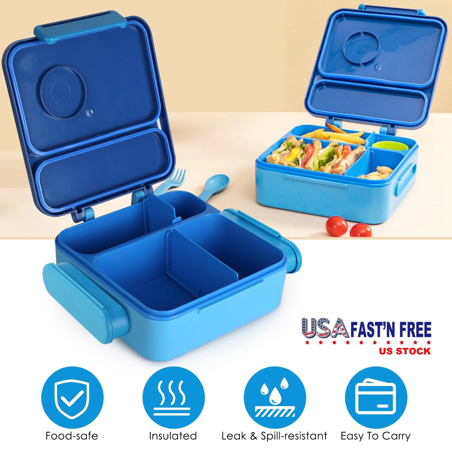GBruno Kids' Kids' 2-Compartment Insulated Lunch Box Set