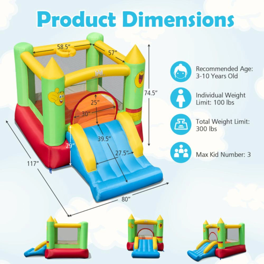 Hivvago Inflatable Bounce House Kids Blow-up Bouncer with Slide with 480W Blower