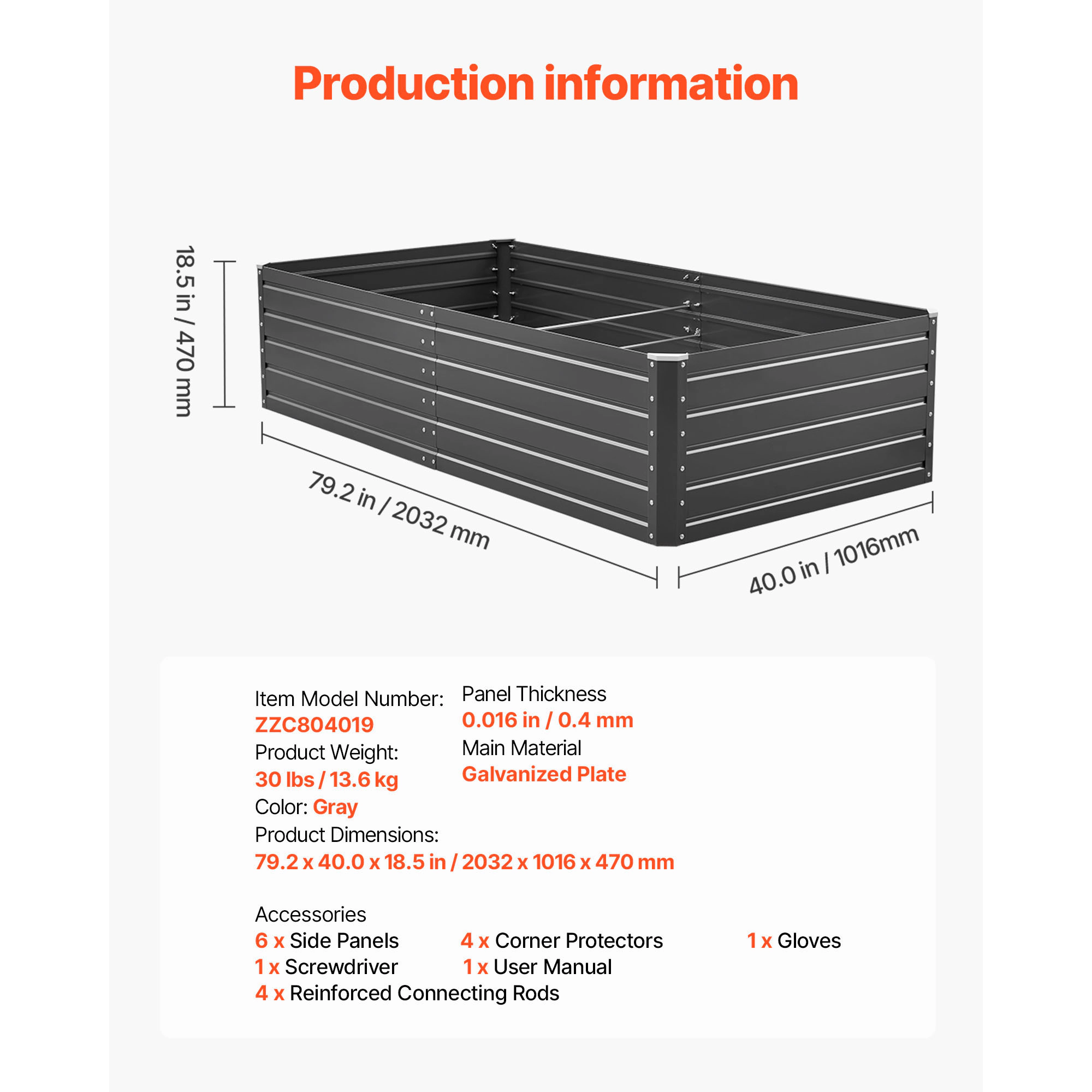 HONGGE Metal Raised Garden Bed Outdoor Galvalume Planter Garden Box Open Bottom Design Large Planter Raised Bed for