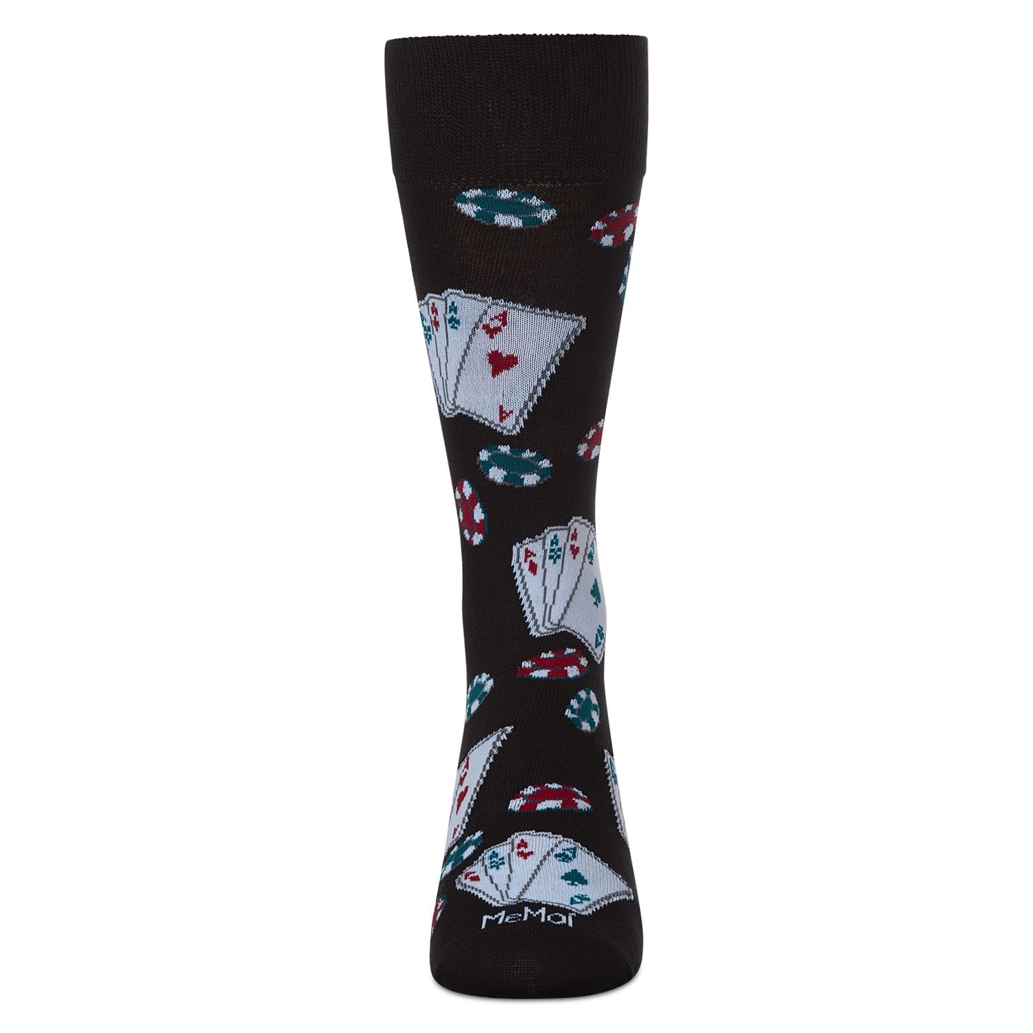 Memoi Poker Face Playing Card Bamboo Blend Men's Crew Socks