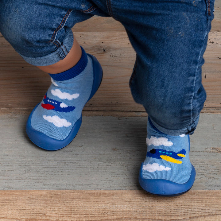 Komuello Toddler Boy First Walk Sock Shoes Aeroplane 18-24 months
