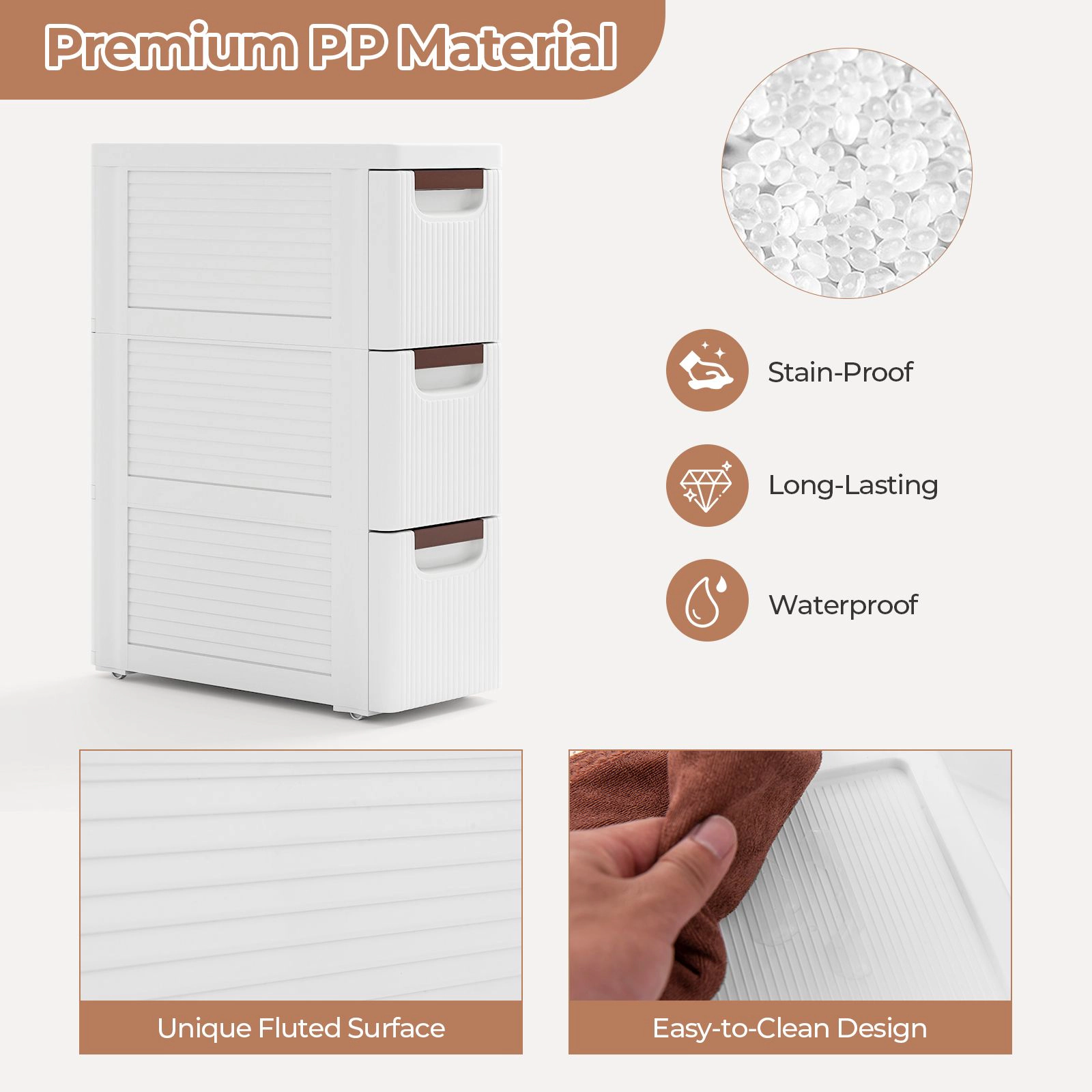 SlickBlue Narrow Rolling Plastic Storage Cabinet