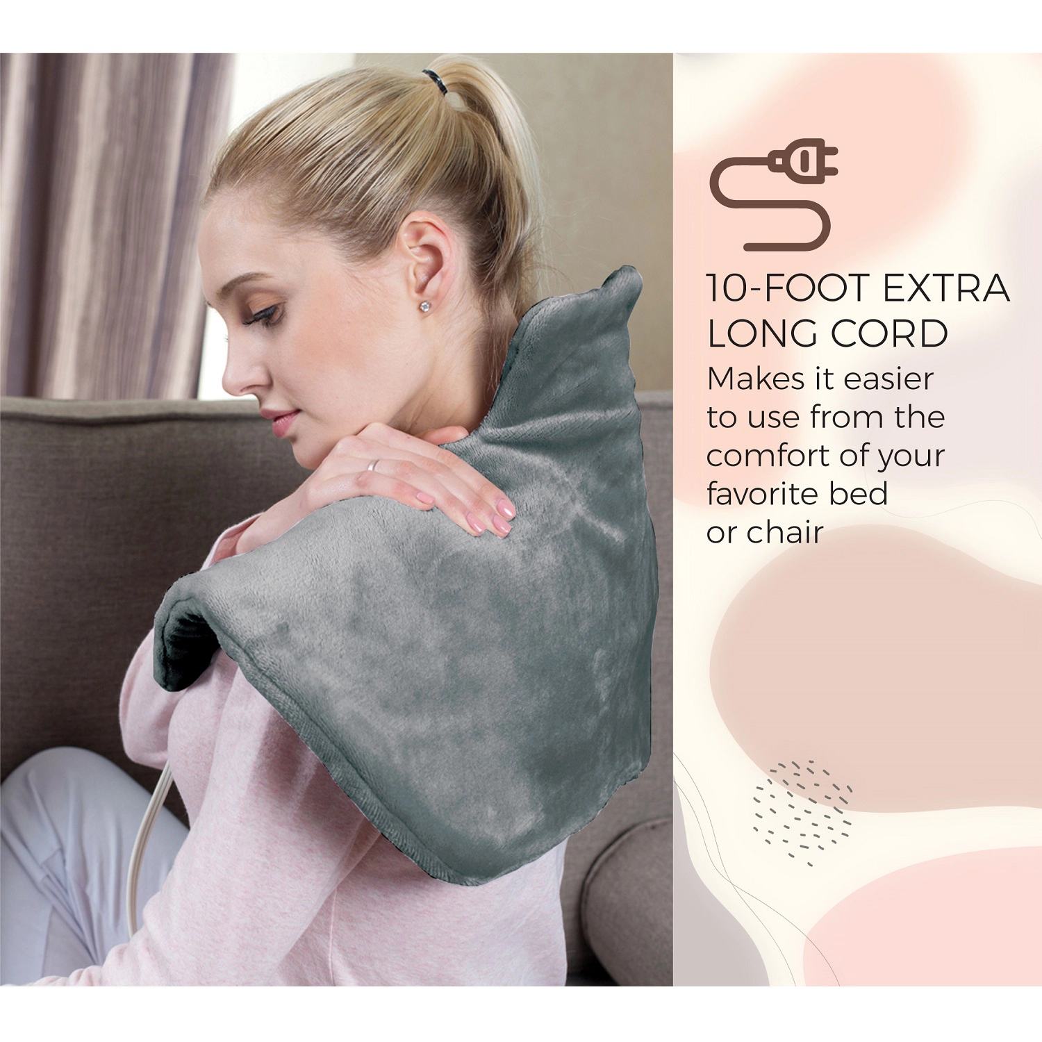Pursonic Unisex Comfort & Wellness Bundle: Electric Neck & Shoulder Heating Pad + Memory Foam Travel Pillow