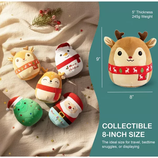 Sperric Christmas Plush Toy Reindeer Soft Stuffed Animal, 9" Cute Holiday Plushie Gift for Kids Holiday Gifts for Babies