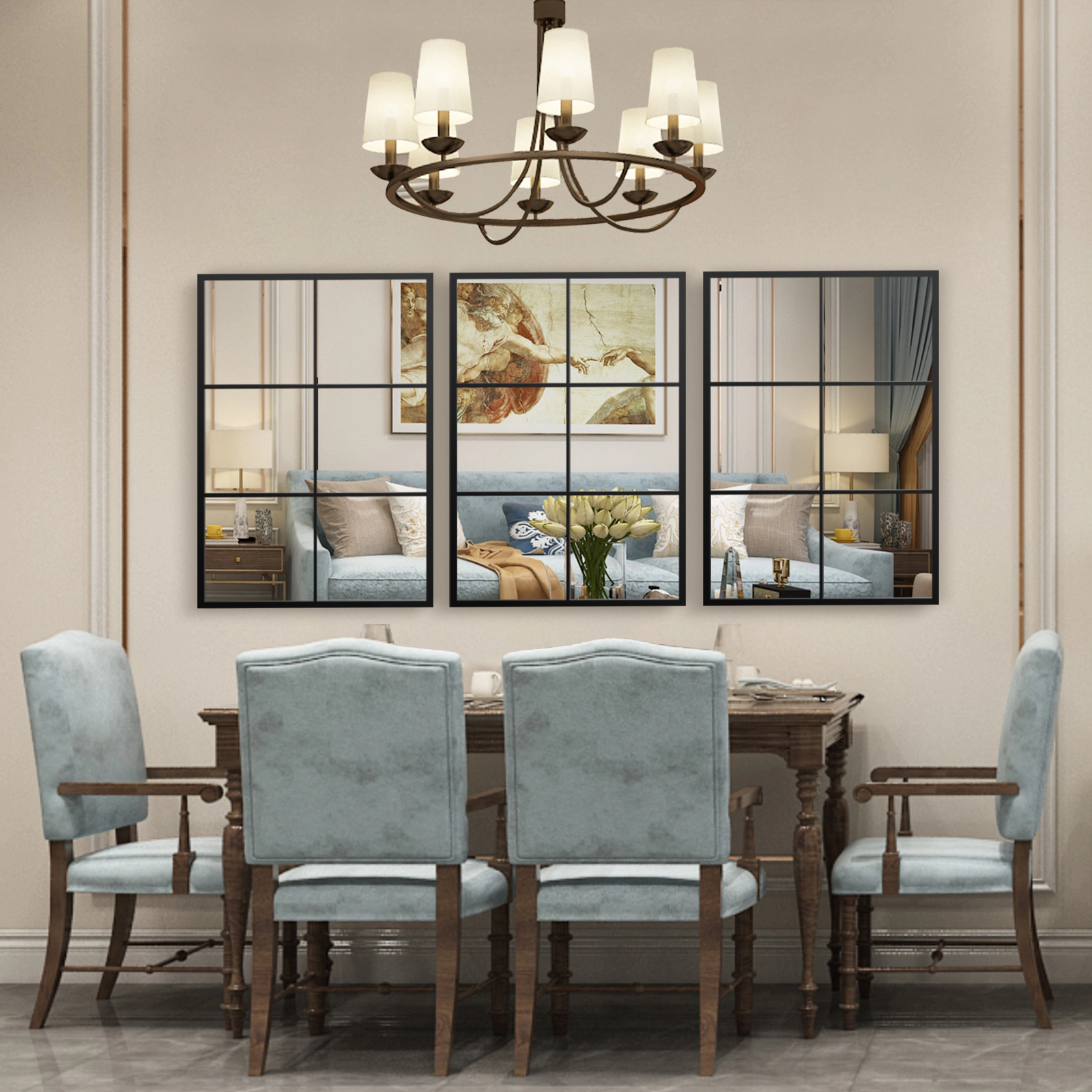 SlickBlue Large Wall Mirror Rectangle Metal Frame Bathroom Bedroom Living Room Mirror