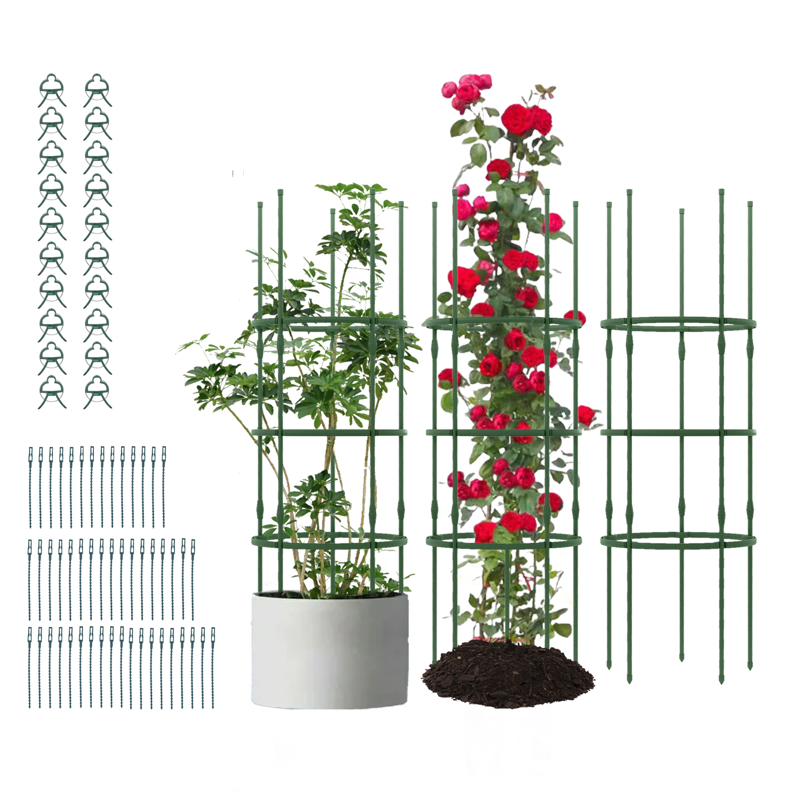 LJG 3 Pack 60 Inch Adjustable Tall Plant Support Trellis for Climbing Plants