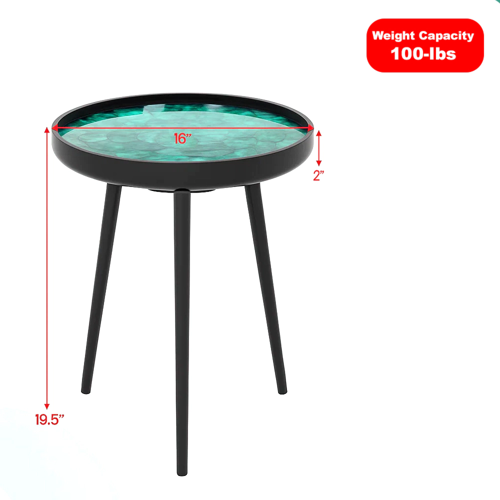 Hivvago Artistic Mid-Century Round Table with Shell-Inspired Decor