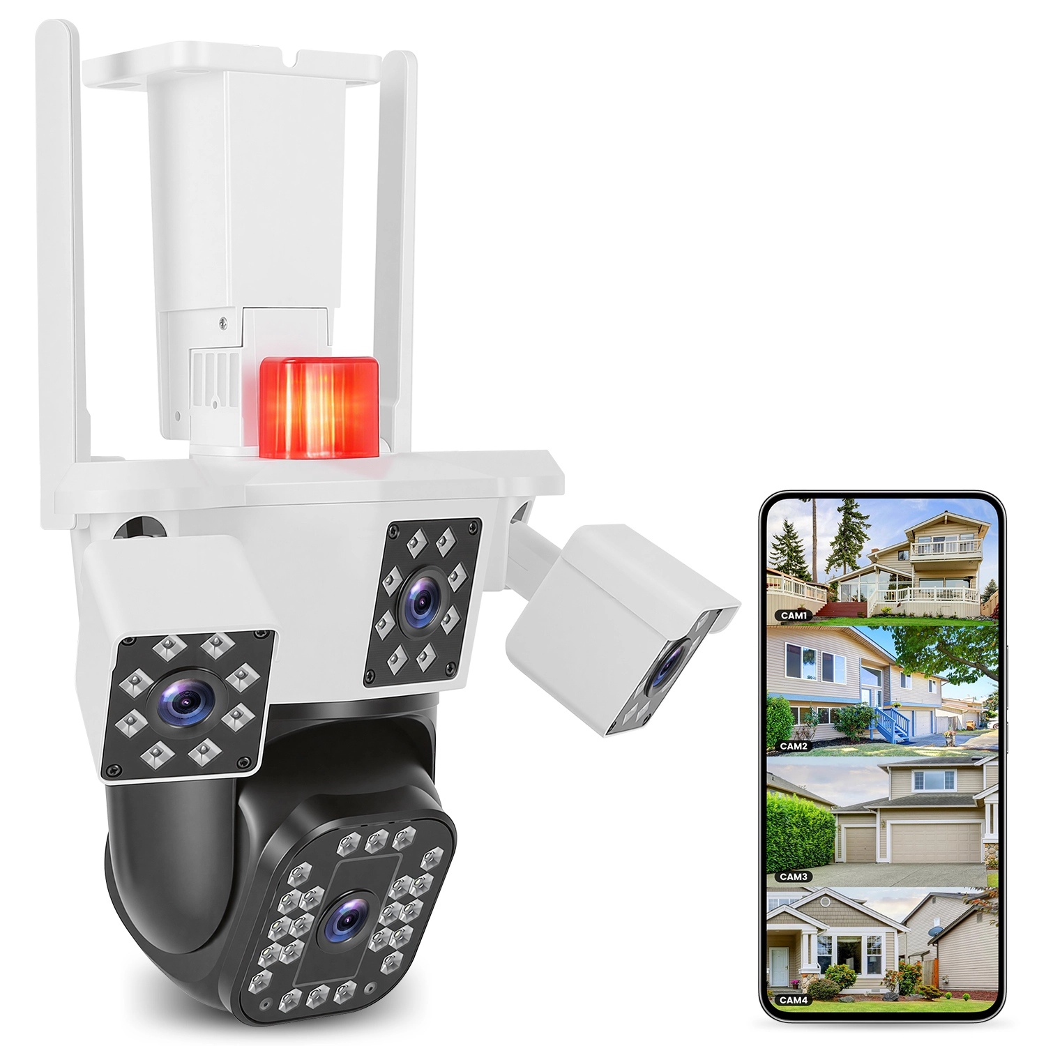 GBruno 1080P 4-Lens Security Camera 360° WiFi Pan Tilt