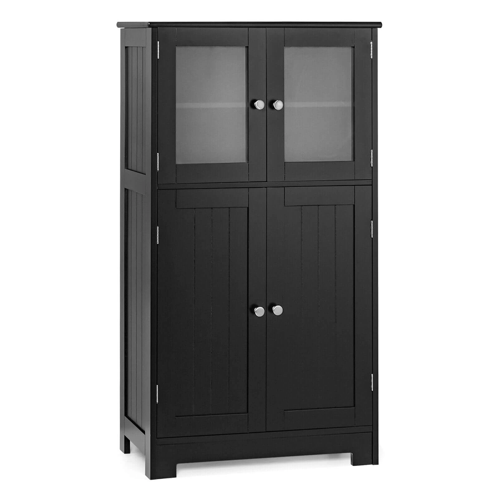 Glintex 43-Inch Storage Cabinet with Tempered Glass Upper Doors and Metal Hinges