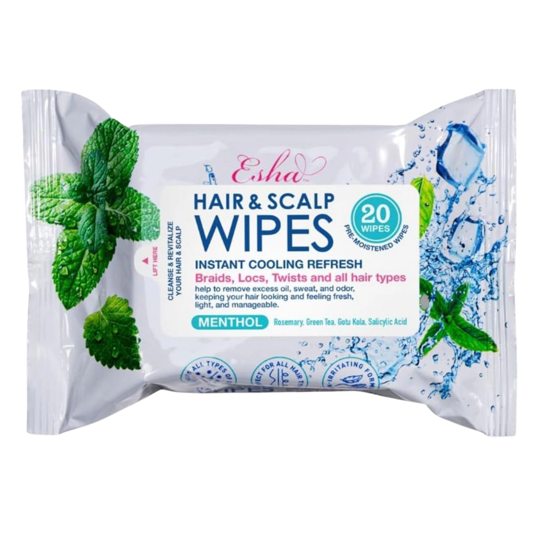 Esha Unisex Menthol-Infused Cooling Cleansing Wipes Hair & Scalp Wipes