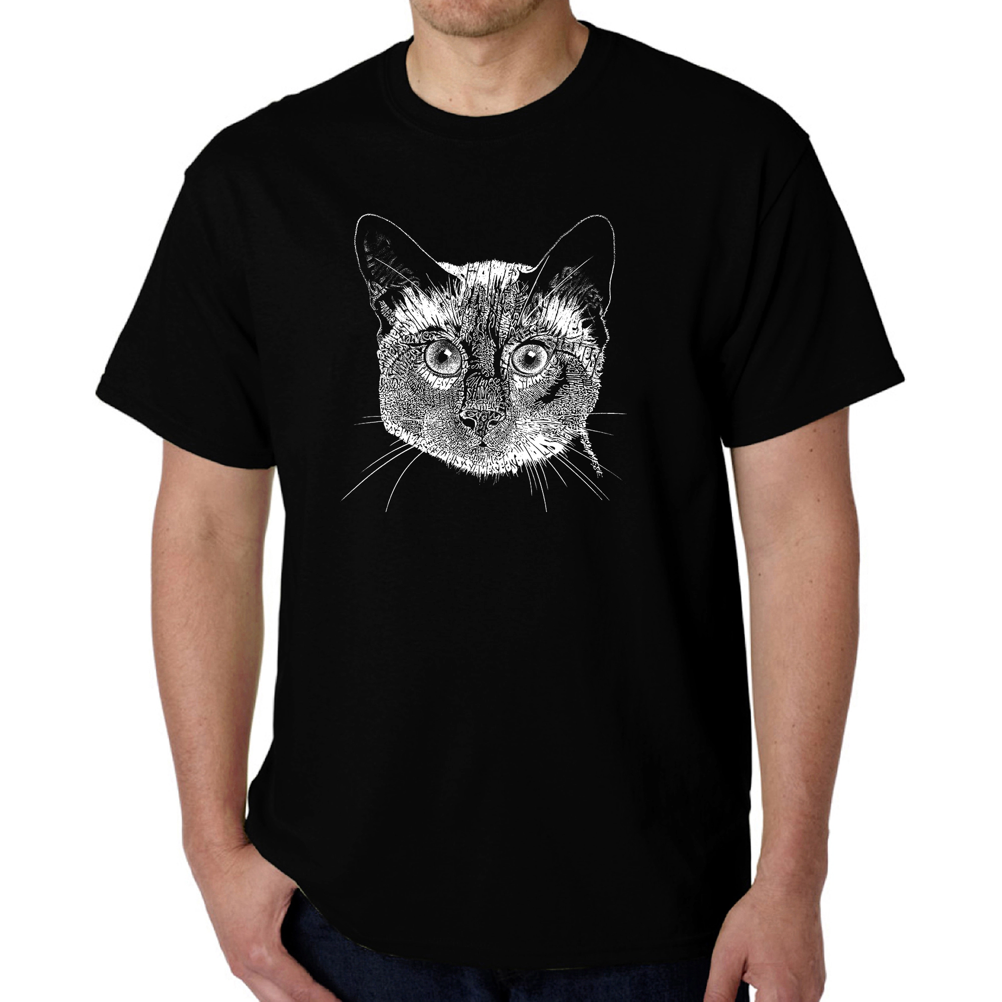 LA Pop Art Men's Siamese Cat Word T-Shirt - Regular Fit