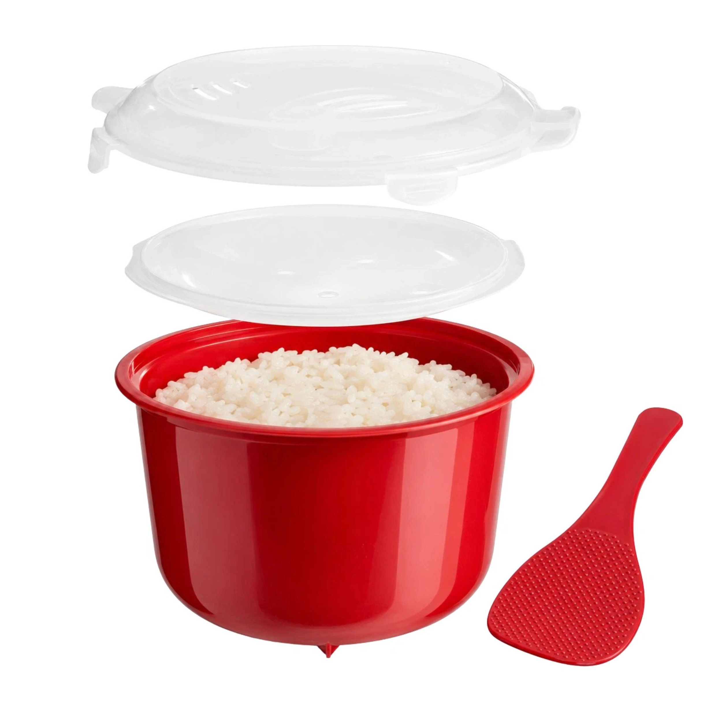 Home Collection 2.6L Microwave Rice Cooker Steamer with Lid & Spoon BPA-Free Rice Maker