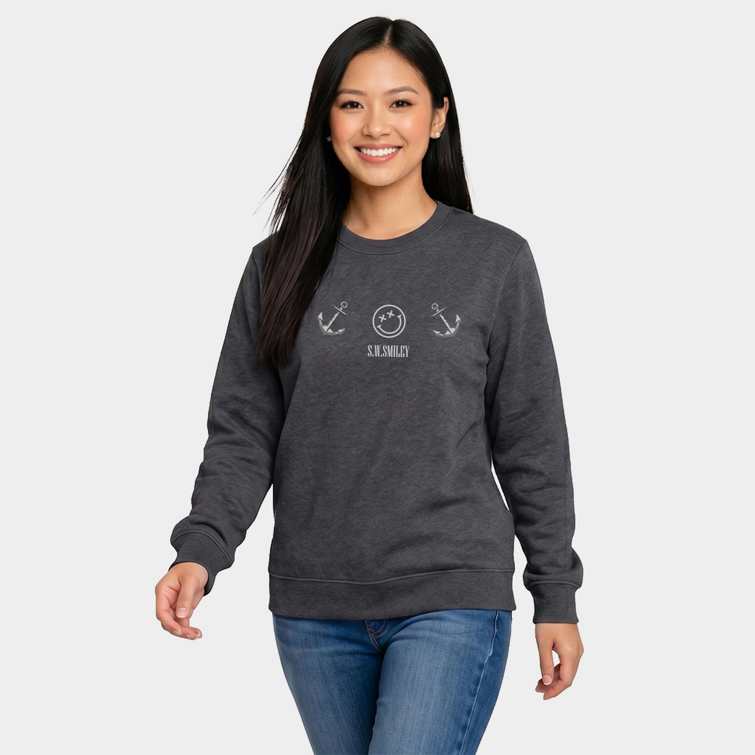 Simply Sage Market - Women's Graphic Sweatshirt S.W.Smiley Anchor Row