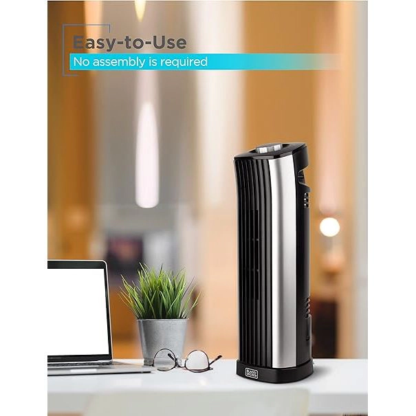 Black+Decker Mini Oscillating Tower Fan - 2 Speeds, 90° Oscillation, 5 ft Cord