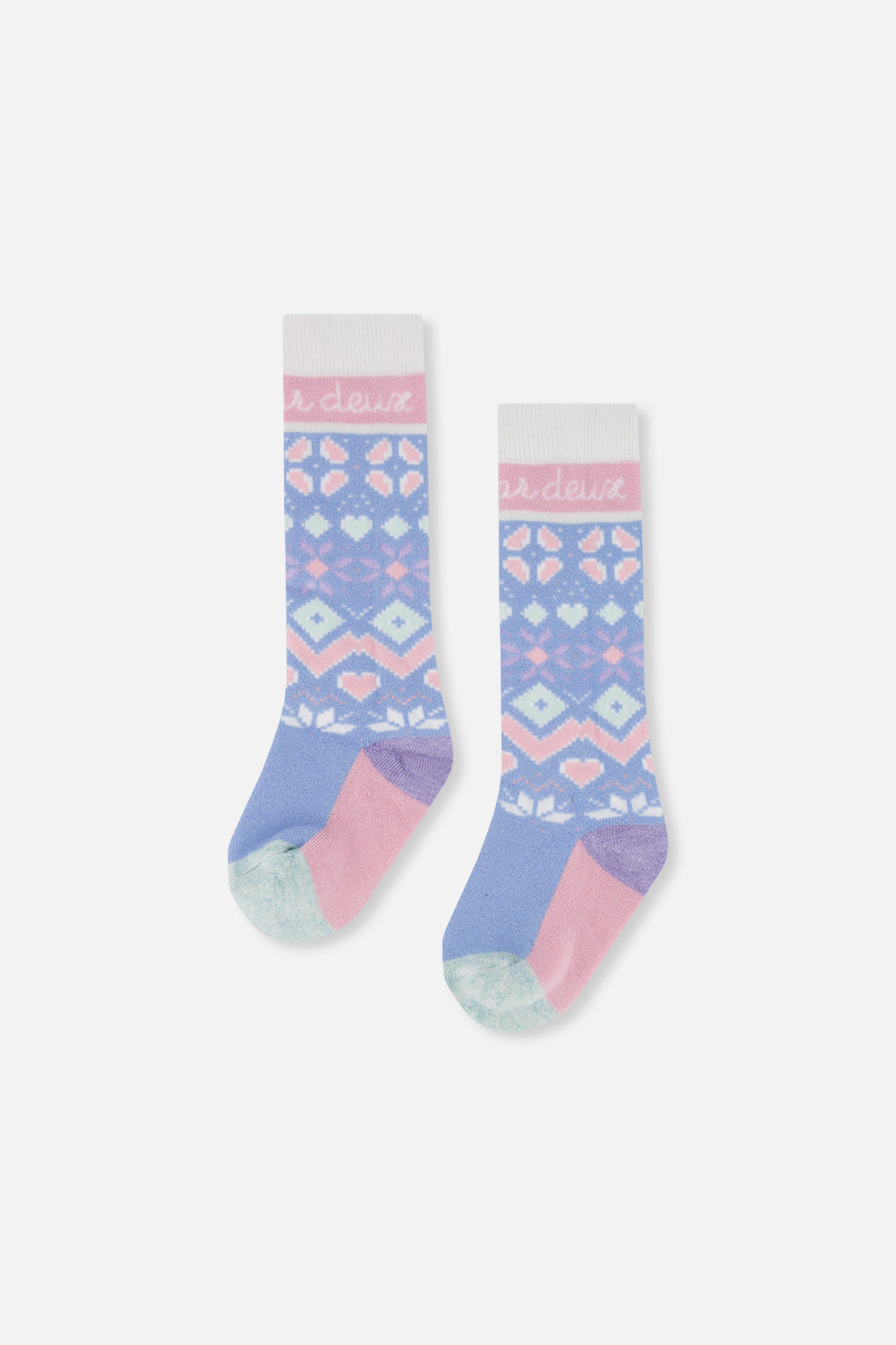 Deux par Girls Fair Isle Cushioned Ski Socks