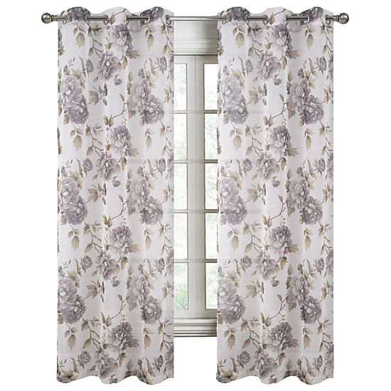 RT Designers Collection Ellie Doily Grommet Light Filtering Window Curtain Panel for Bedroom 54" x 95" Silver