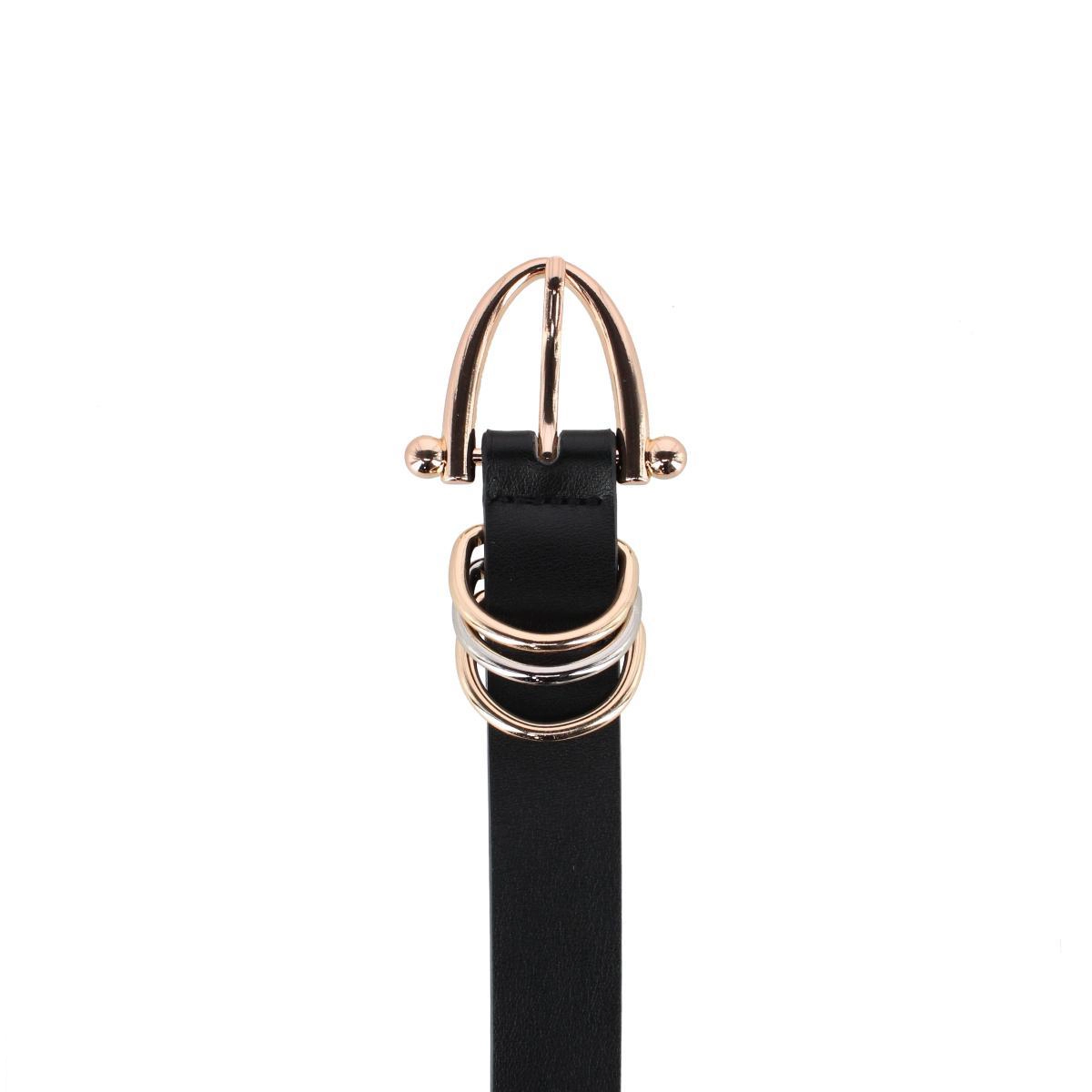 CTM Women's Skinny Dress Belt with Triple Ring Detail
