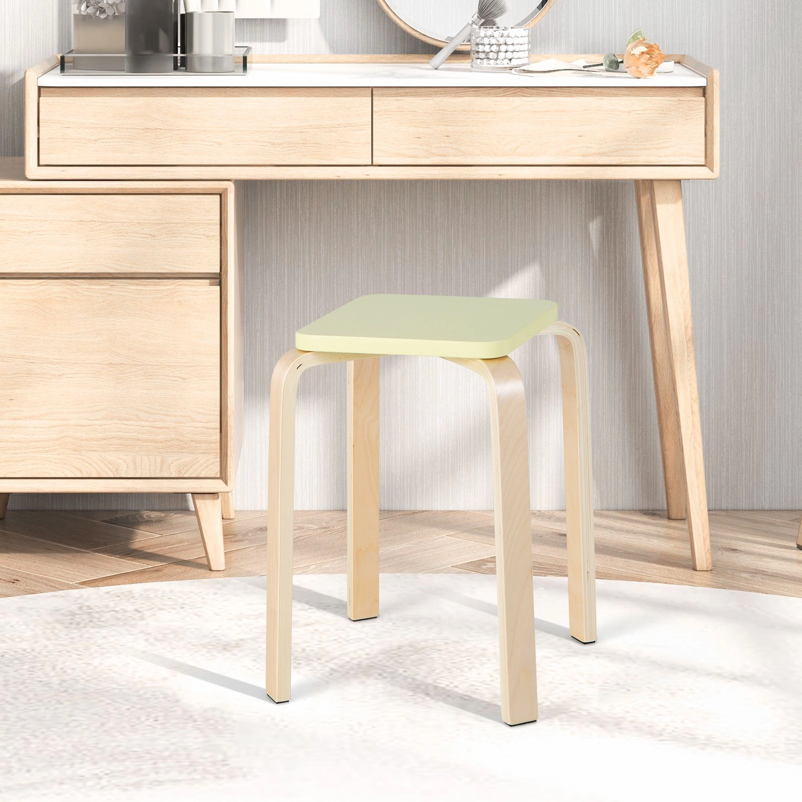 SlickBlue Unisex Set of 4 Stackable Wooden Stools