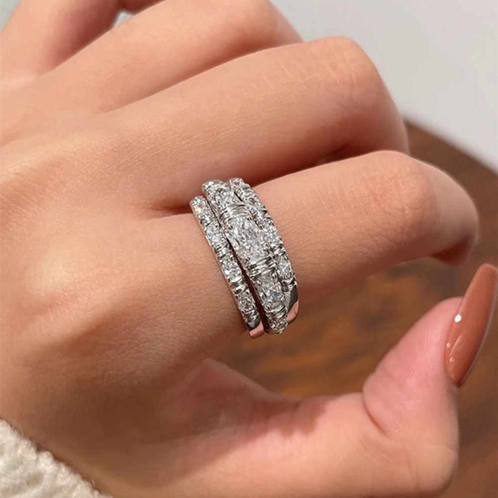 3pcs Women's Sparkling Cubic Zirconia Elegant Exquisite Ring