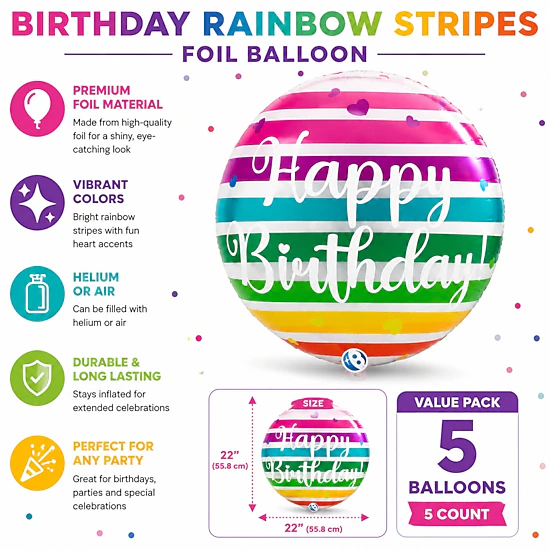 LoonBalloon 22 in Rainbow Letter Foil Balloons - 5 Count, Color ...