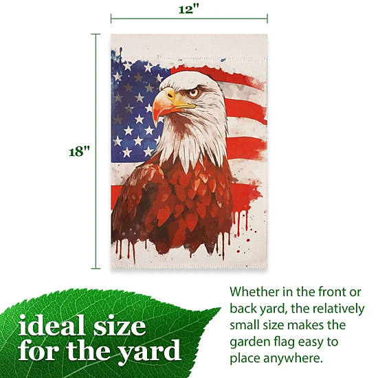 G128 Patriotic Bald Eagle 12x18 in Double-Sided Garden Flag