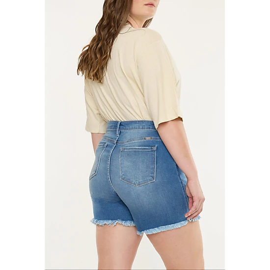 KanCan Women's Plus Size Mid Rise Shorts Zelda, Color: Medium Wash