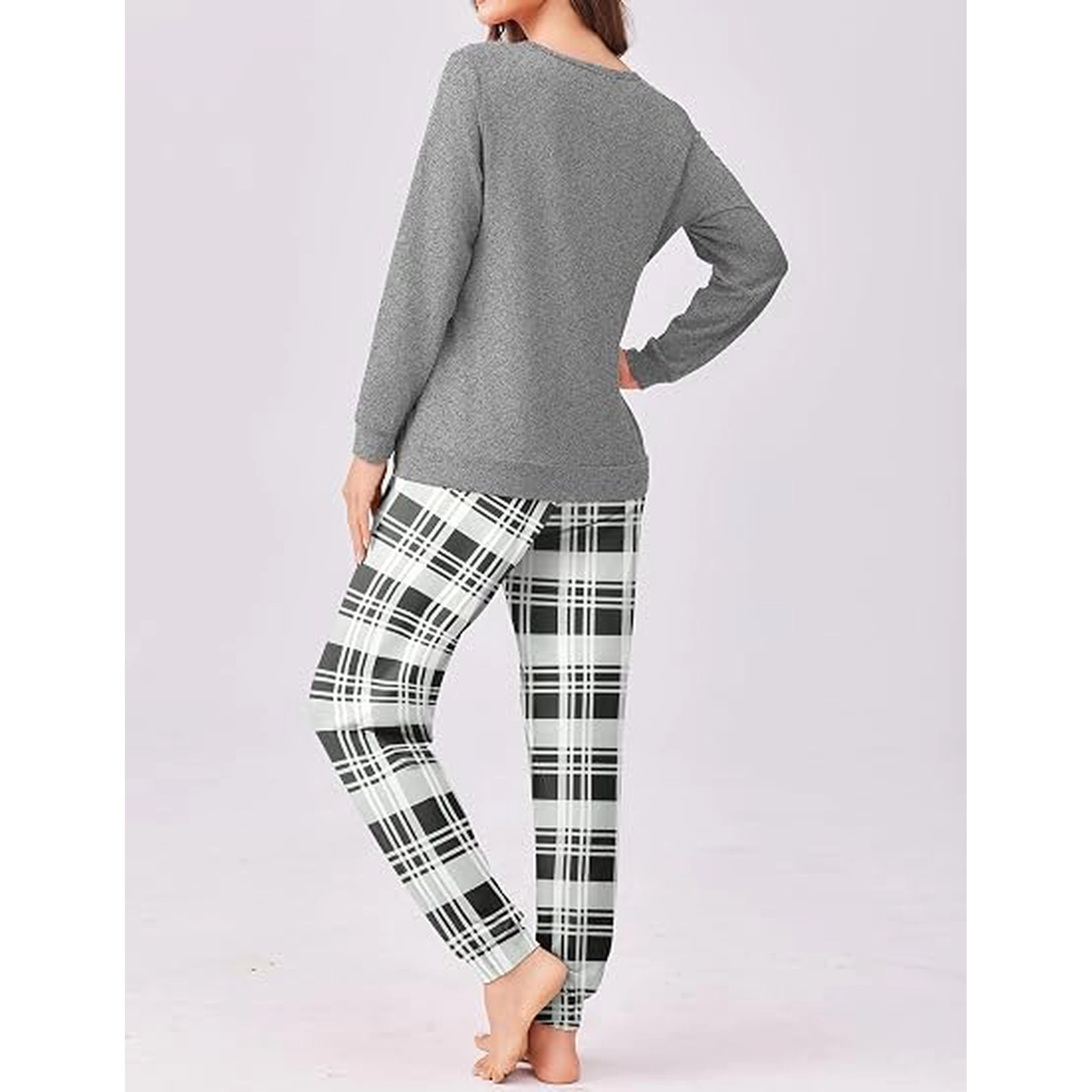 Ekouaer Womens Pajama Sets Long Sleeve Print Sleepwear Pajamas Pullover Tops Joggers Pants