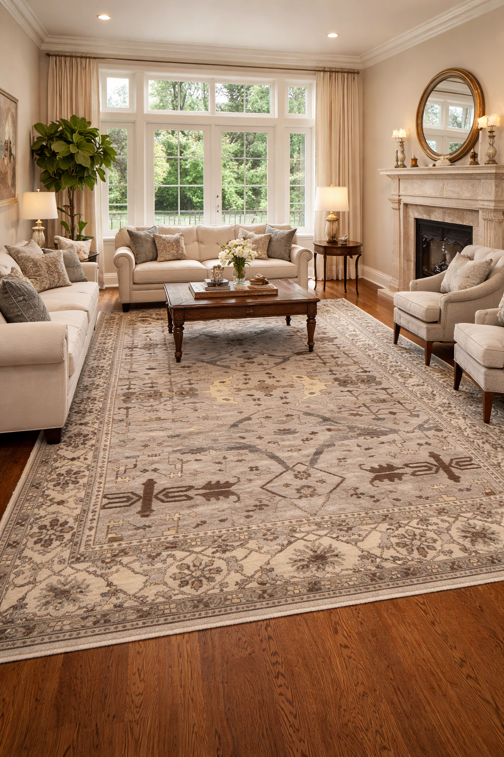Magic Rugs Greige Floral 12X18 Oushak Oriental Rug
