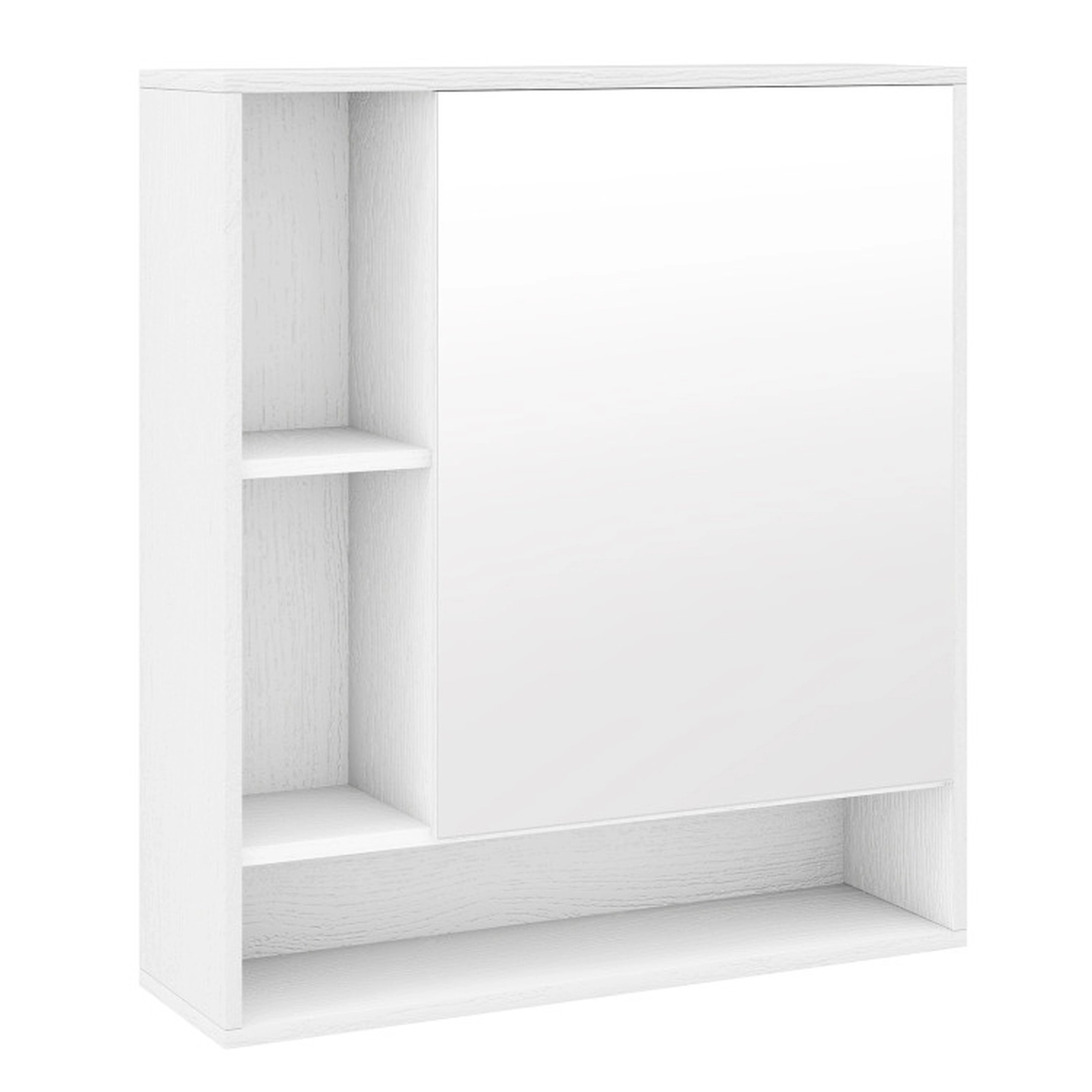 SUGIFT Wall Mounted Bathroom Cabinet with Mirror Single Door 21.5-in Frame 176-lb Capacity Wall Storage 1-Piece White