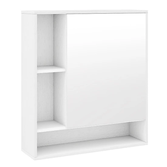 SUGIFT Wall Mounted Bathroom Cabinet with Mirror Single Door 21.5-in Frame 176-lb Capacity Wall Storage 1-Piece White