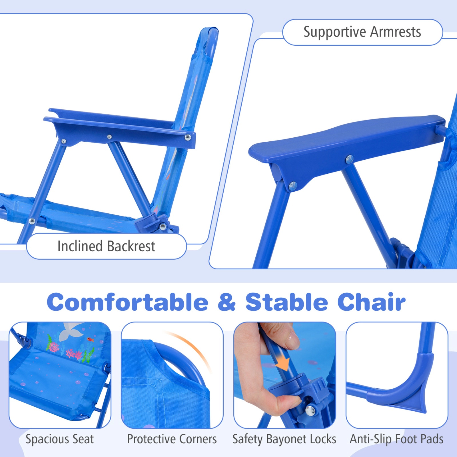 SUGIFT Kids Outdoor Table & 2 Folding Chairs Set Height Adjustable Umbrella 165-lb Chair Capacity 66-lb Table Capacity