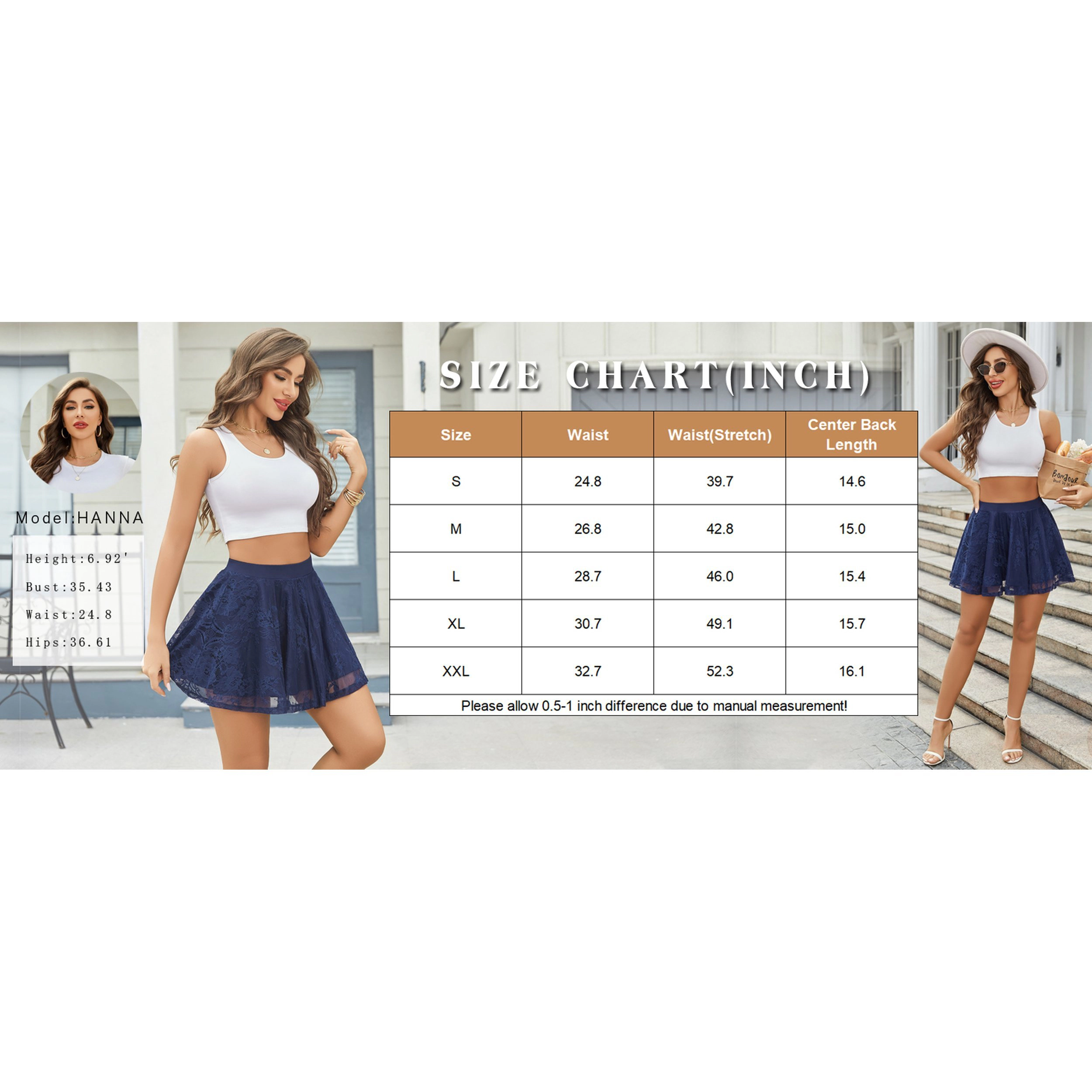 Avidlove Women's High Waist Floral Lace A Line Pleated Mini Skirt