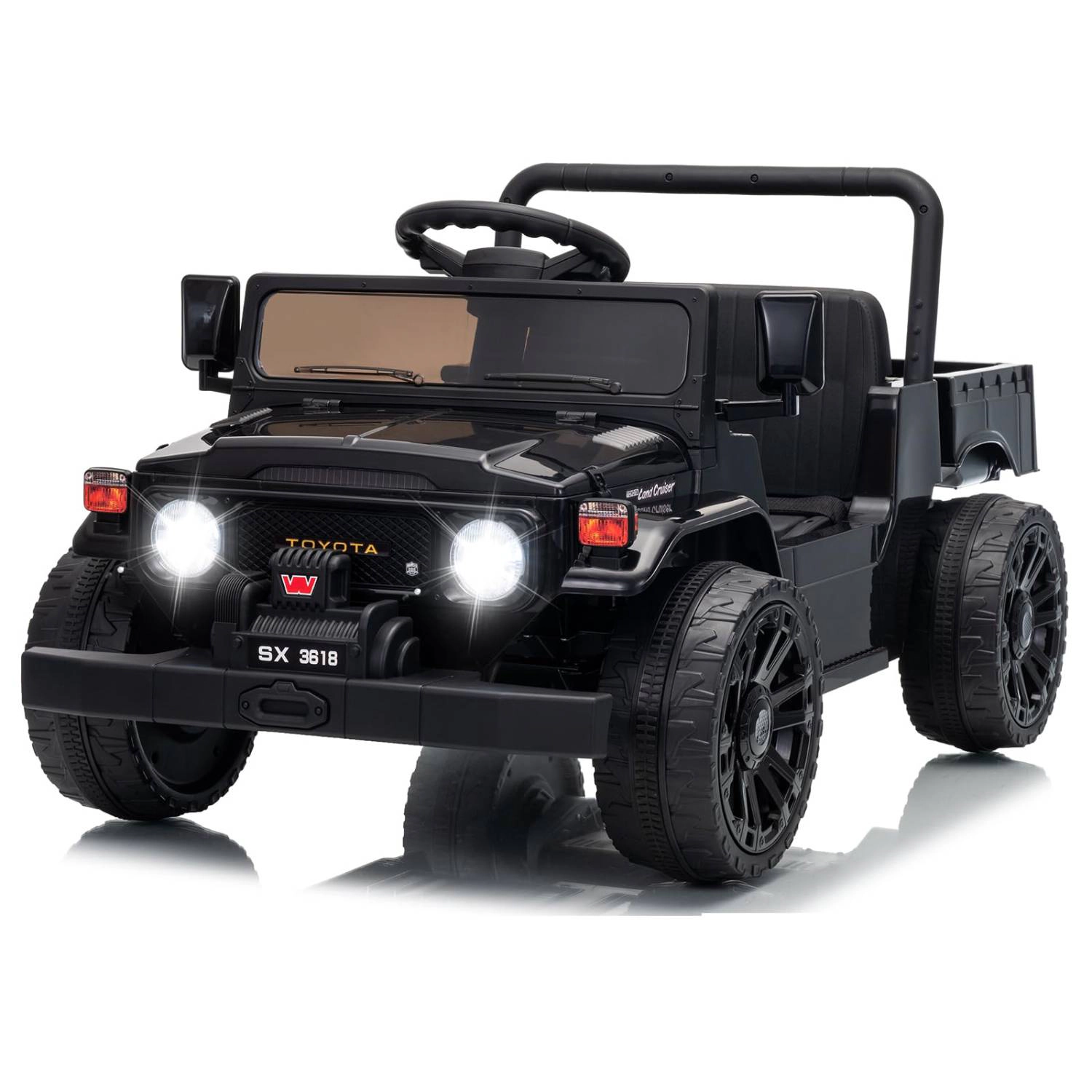 Enjyam 12V Licensed Toyota Ride-On Pickup Truck for Kids, Electric Vehicles w/Remote, Suspension, Bed