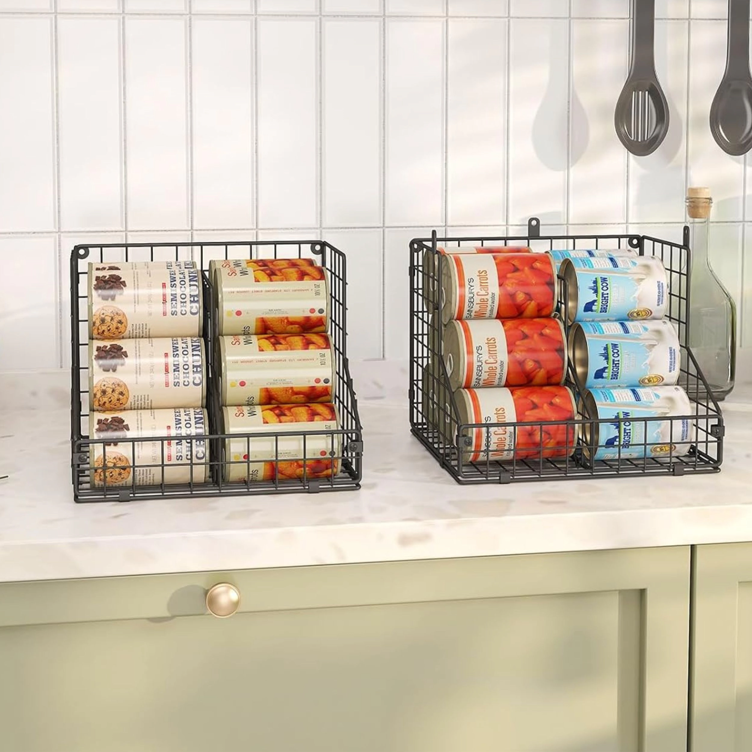 Stock Preferred Stackable Metal Can Organizer with Adjustable Dividers