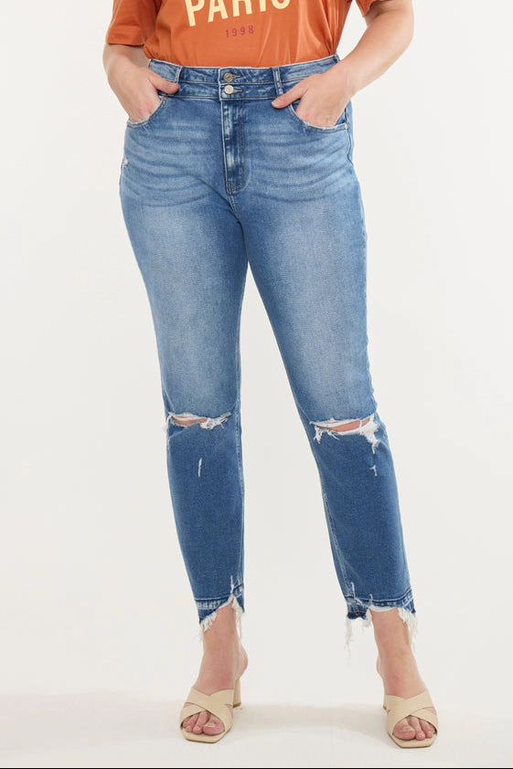 Kancan Women's Plus High Rise Slim Straight Jeans Damila