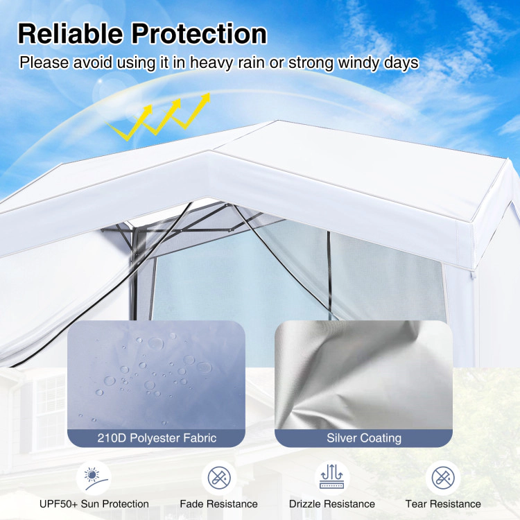 Hivvago Pop up Canopy Tent wiht 4 Sidewalls Mesh Netting Wheeled Bag