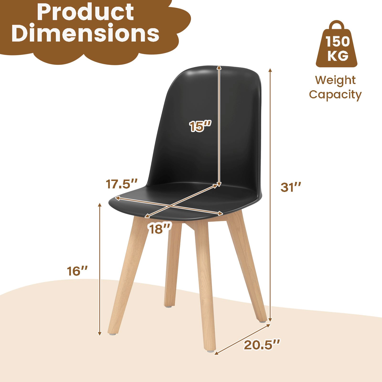 SlickBlue Modern Dining Chairs Set of 2 with Beech Wood Legs